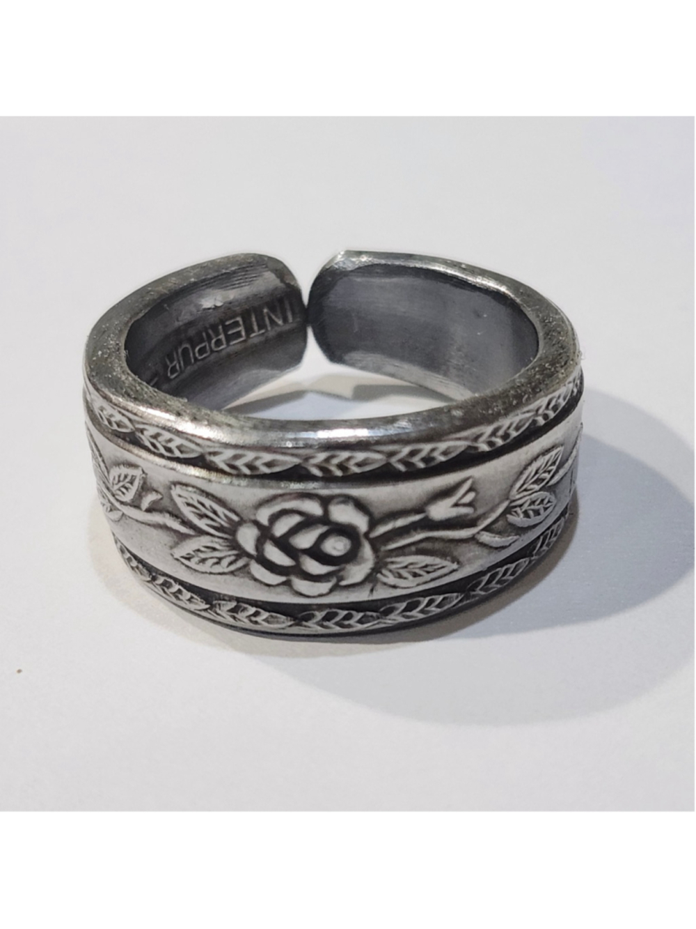 Rose Ring size 10 silverwear spoon ring